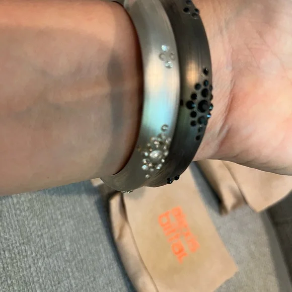 Alexis Bittar Lucite Hinge Bracelets with Crystal Accents - Set of 2 - Like New - Picture 3 of 3